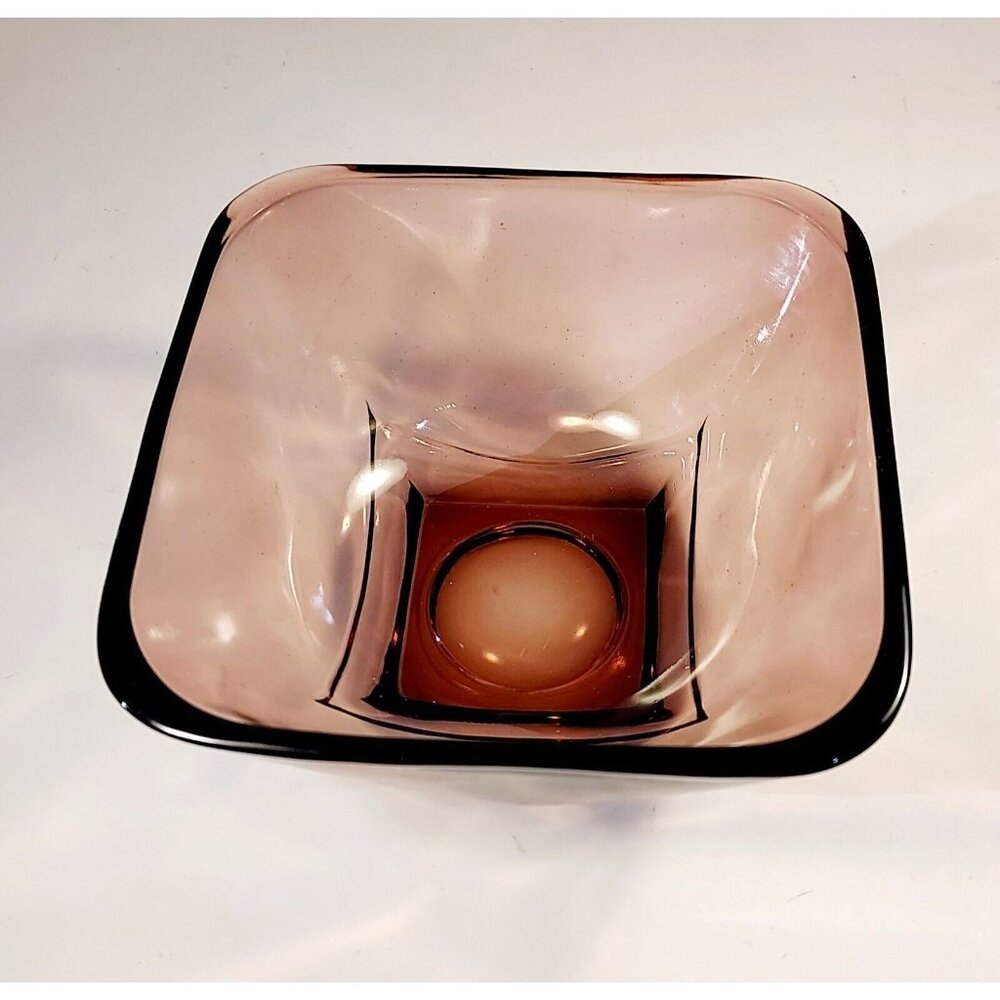 Hazel Atlas Bowl. MID Century Moroccan square Capri colony amethyst bowl Vintage